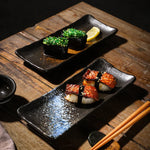 Prato Japonês Retangular para Sushi e Sobremesas em Cerâmica