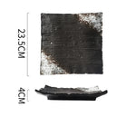 Prato Kuro Sabi Quadrado em Cerâmica Japonesa