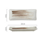 Prato Japonês Retangular para Sushi e Sobremesas em Cerâmica