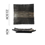 Prato Kuro Sabi Quadrado em Cerâmica Japonesa