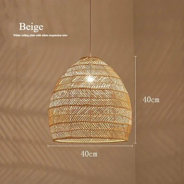 Pendente Trama Estilo Japonês em Rattan Natural