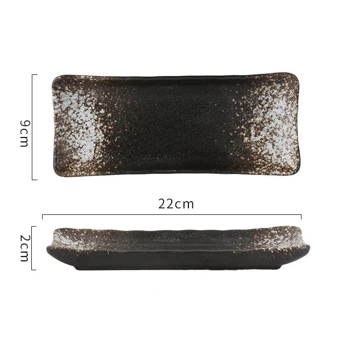 Prato Japonês Retangular para Sushi e Sobremesas em Cerâmica