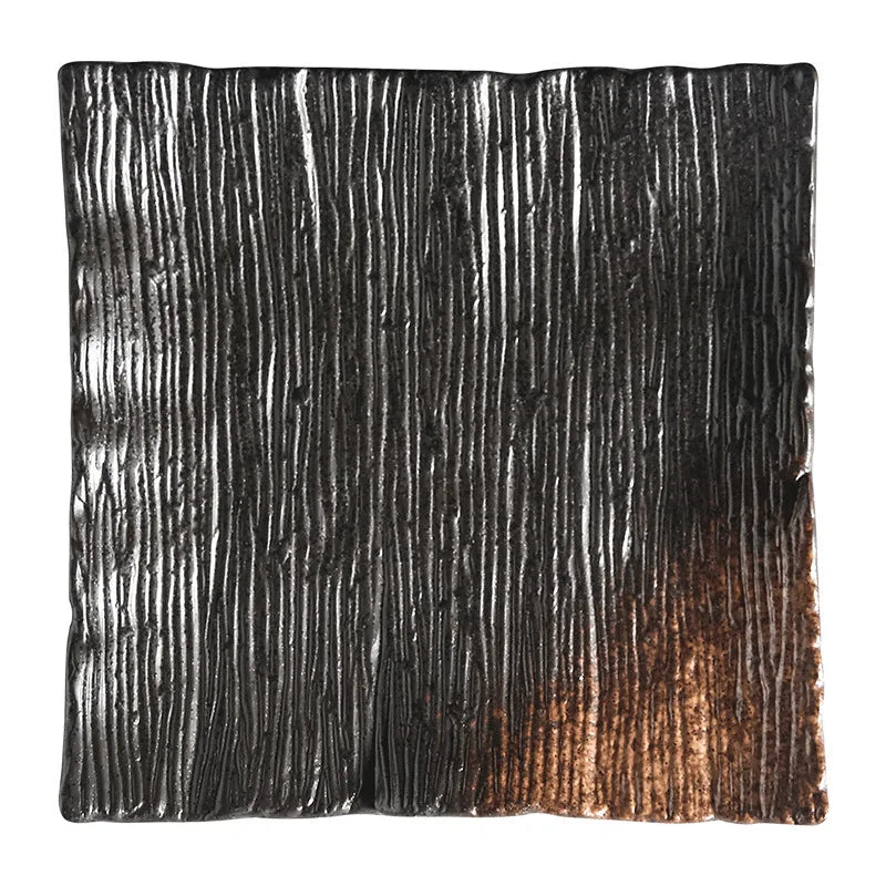 Prato Kuro Sabi Quadrado em Cerâmica Japonesa