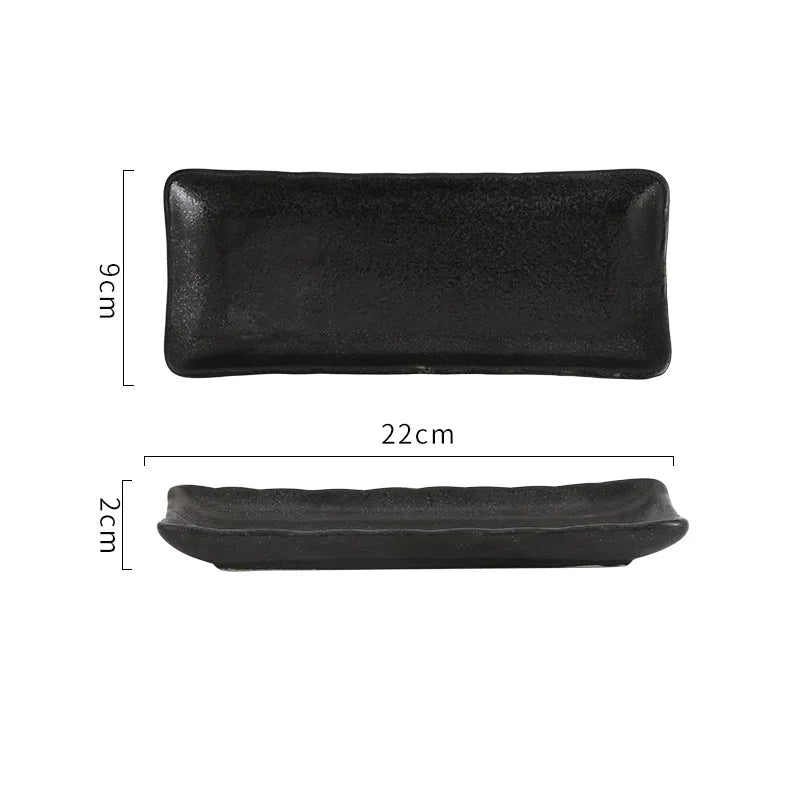 Prato Japonês Retangular para Sushi e Sobremesas em Cerâmica