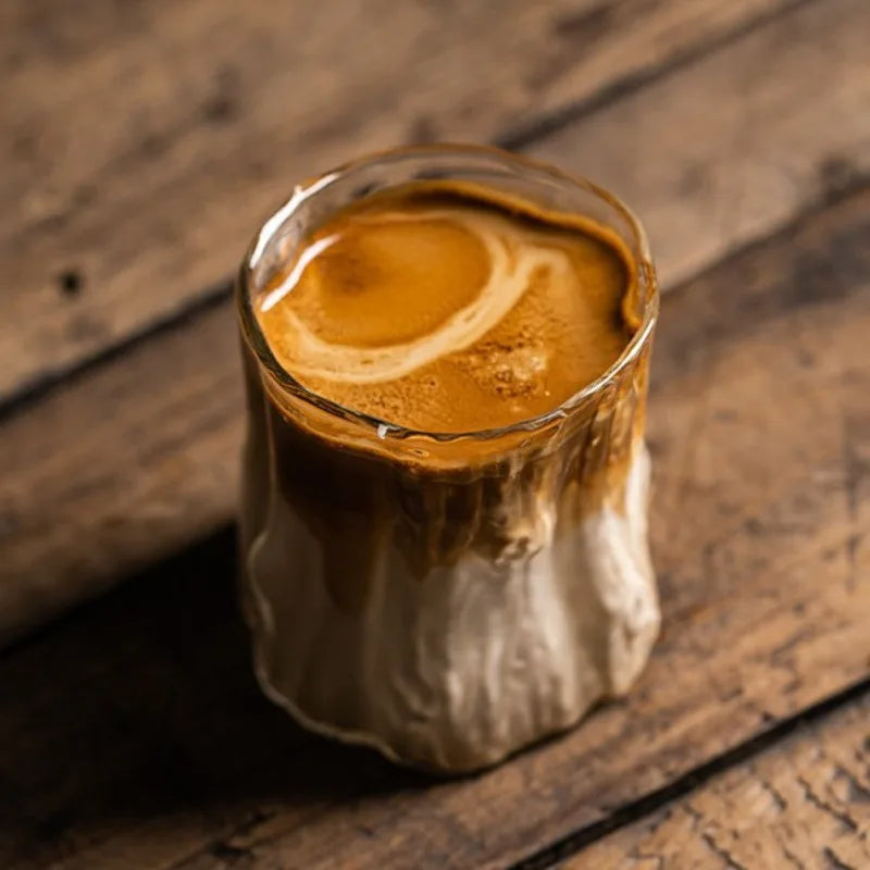 Copo de Café em Vidro Borossilicato com Textura Orgânica